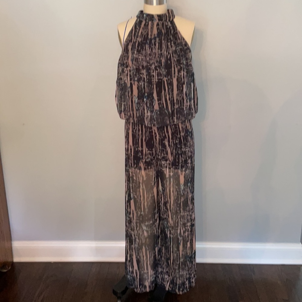 Sentimental New York Chiffon Halter Jumpsuit NWT